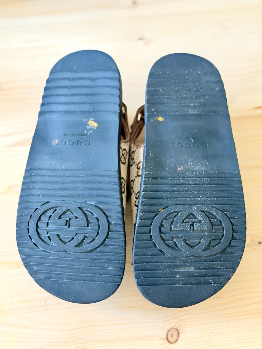Gucci Brown GG Sandals with Gold Double G - Picture 5 of 5